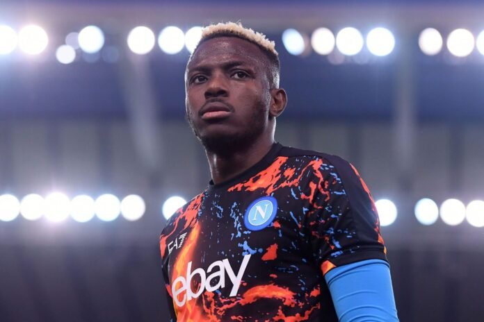 UDINE, ITALY - MAY 06: Victor Osimhen of SSC Napoli looks on during the Serie A TIM match between Udinese Calcio and SSC Napoli at Dacia Arena on May 06, 2024 in Udine, Italy.