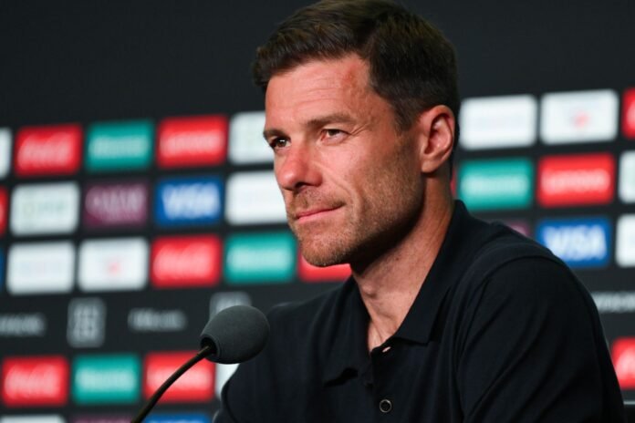 PHILADELPHIA, PENNSYLVANIA - JUNE 25: Head coach Xabi Alonso of Real Madrid CF faces the media during a press Conference ahead of their FIFA Club World Cup 2025 match against FC Salzburg at Lincoln Financial Field on June 25, 2025 in Philadelphia, Pennsylvania.
