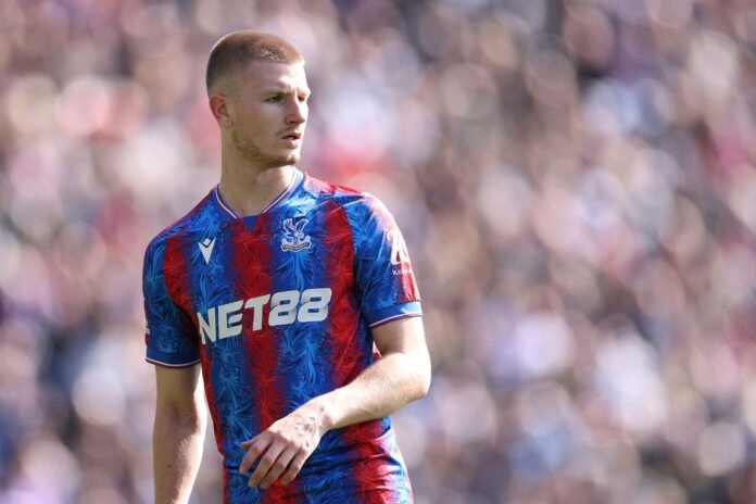 LONDON, ENGLAND - APRIL 19: Adam Wharton of Crystal Palace looks on during the Premier League match between Crystal Palace FC and AFC Bournemouth at Selhurst Park on April 19, 2025 in London, England.