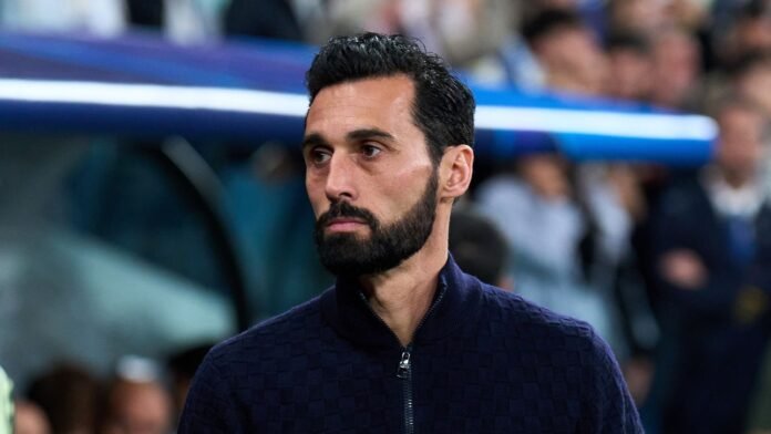 MADRID, SPAIN - FEBRUARY 25: Álvaro Arbeloa, Head Coach of Real Madrid, looks on prior to the UEFA Champions League 2025/26 League Knockout Play-off Second Leg match between Real Madrid C.F. and SL Benfica at Estadio Santiago Bernabeu on February 25, 2026 in Madrid, Spain.